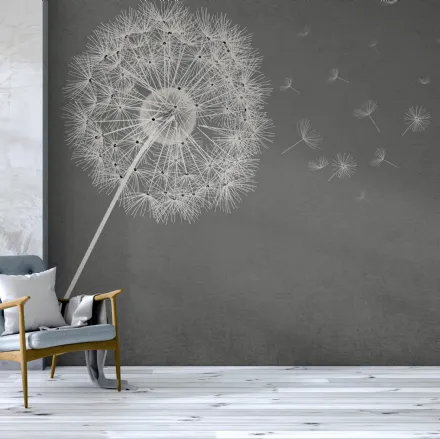 Carta da parati Fluffy con grafica floreale su fondo grigio di Instabilelab