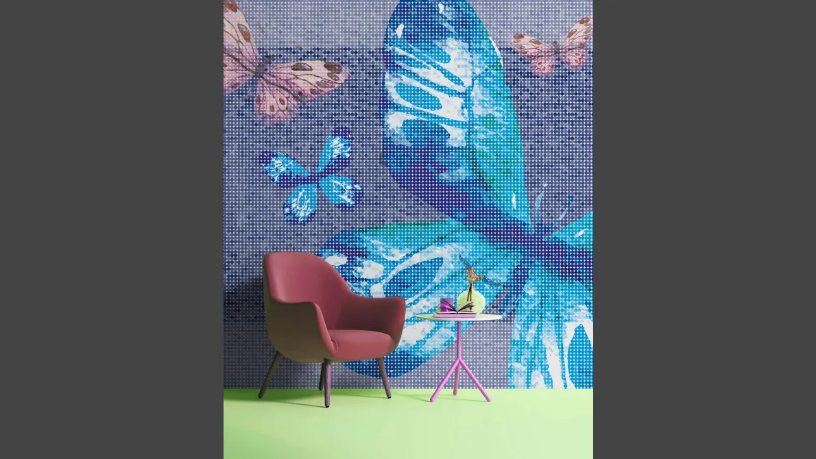 Carta da parati Poetic Bytterfly con farfalle colorate di Instabilelab
