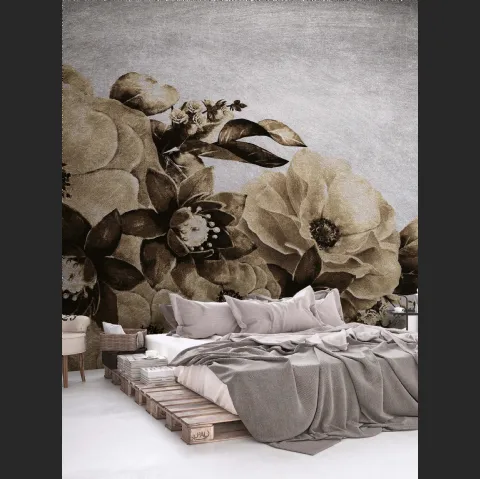 Carta da parati con grandi fiori impattanti Romance di Instabilelab