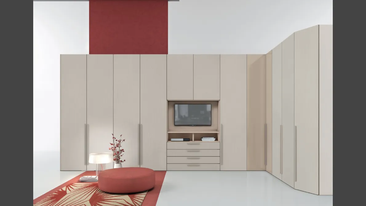 Armadio angolare con ante battenti Golf One con Porta Tv W107 di Colombini Casa