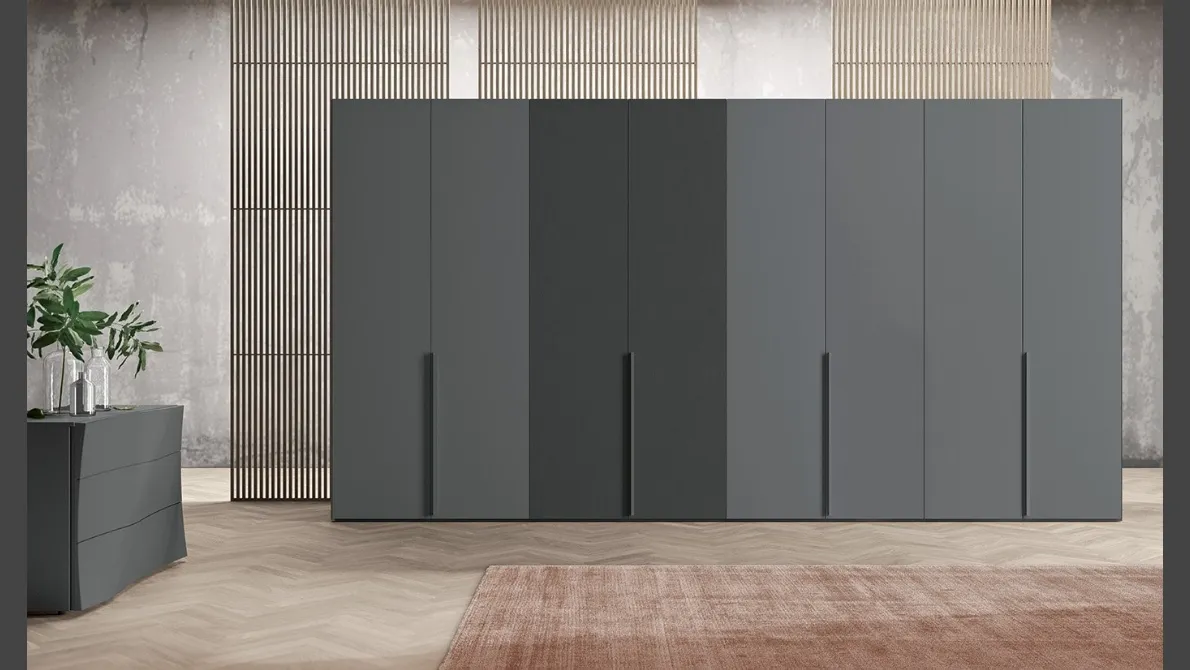 Armadio con ante battenti Vitalyty Style in melaminico Grigio Titanio di Colombini Casa