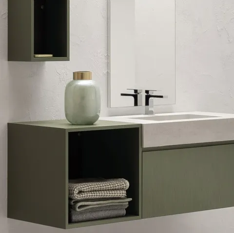 Mobile da Bagno in laccato opaco con vasca integrata in gres B-GO BG014 Compab