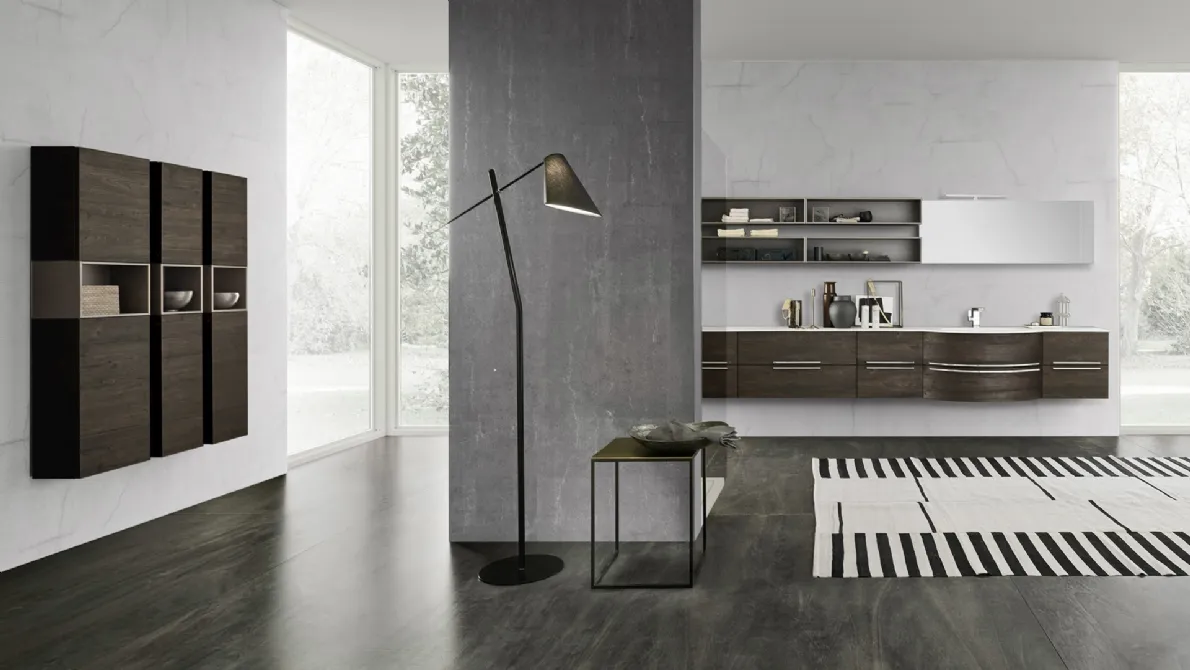 Mobile bagno sospeso M System C013 in laminato effetto legno di Baxar