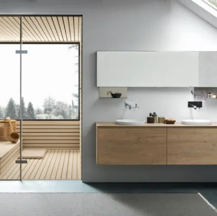 Mobile da Bagno sospeso M1 System C106 in melaminico effetto legno di Baxar