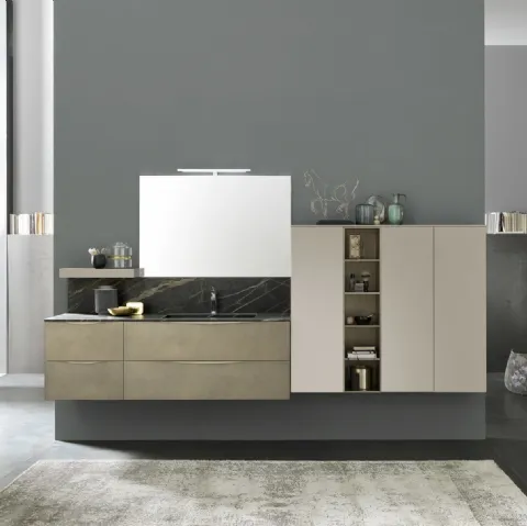 Mobile bagno sospeso M1 System C107 in laccato Metal Bronzo e Cenere opaco di Baxar