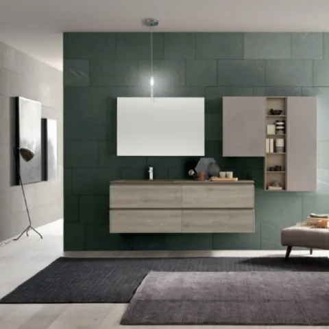 Mobile da Bagno sospeso M2 System C220 in melaminico Rovere Dogato Grigio di Baxar