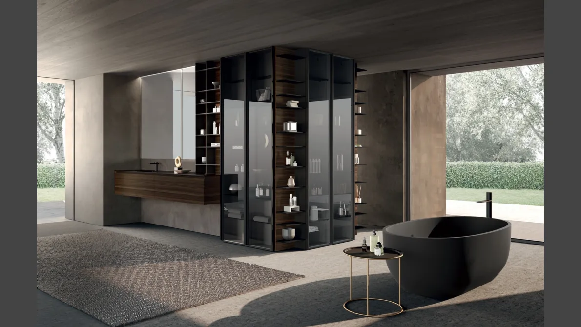 Mobile da Bagno M3 System 309 in eucalipto impiallacciato di Baxar
