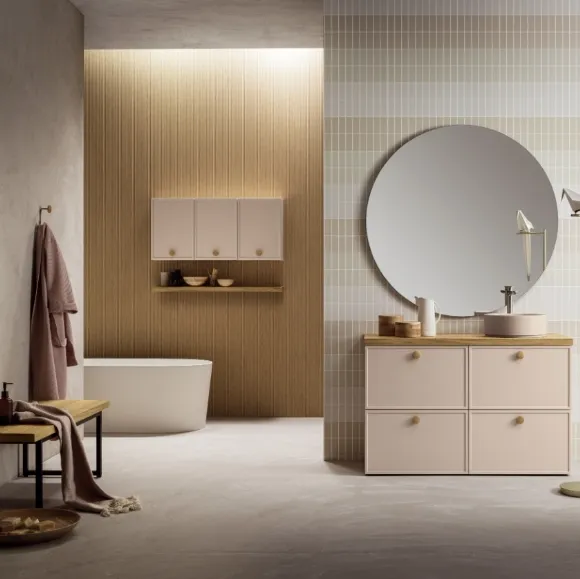 Mobile Bagno da appoggio in laccato lucido con finiture dorate e piano in Mineralguss JACANA LUXURY JA27 di Compab