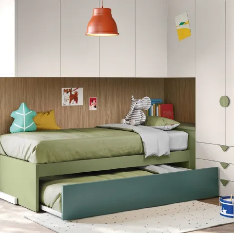 Cameretta a ponte con secondo letto estraibile Kids space 27 di Nidi