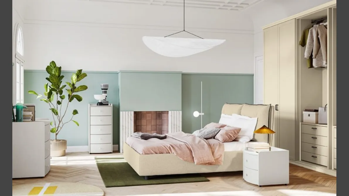 Letto Arcadia Kiss in tessuto imbottito di Colombini Casa