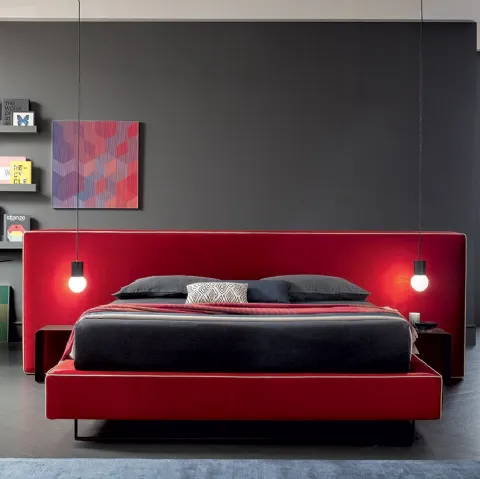 Letto in tessuto dal design lineare ed essenziale Bowie di Felis