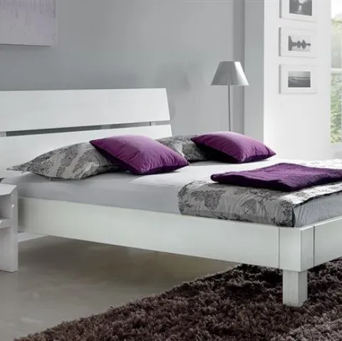 Letto in legno massello laccato bianco con testiera Dreams TL02 di Conarte