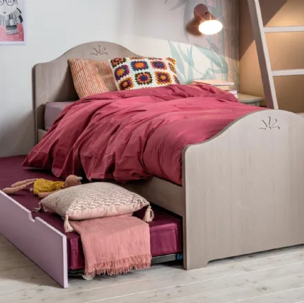 Letto singolo in legno massello con secondo letto estraibile Edonè di Callesella
