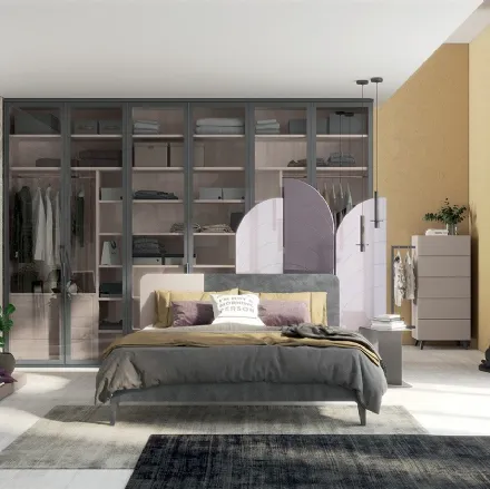 Letto Golf Sector in legno con testiera bicolore di Colombini Casa