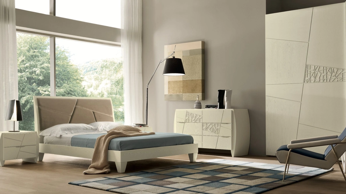 Letto con testiera in ecopelle Mondrian di Modo 10