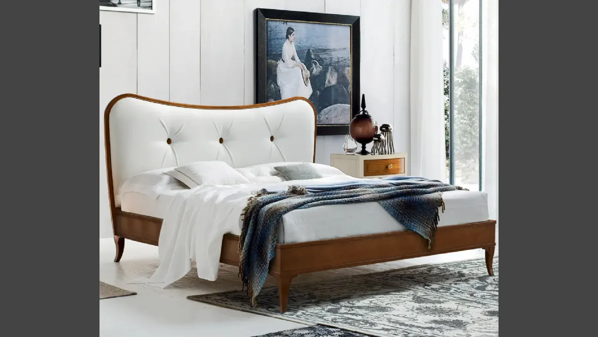 Letto classico con testiera imbottita in ecopelle Nuvola di Le Fablier