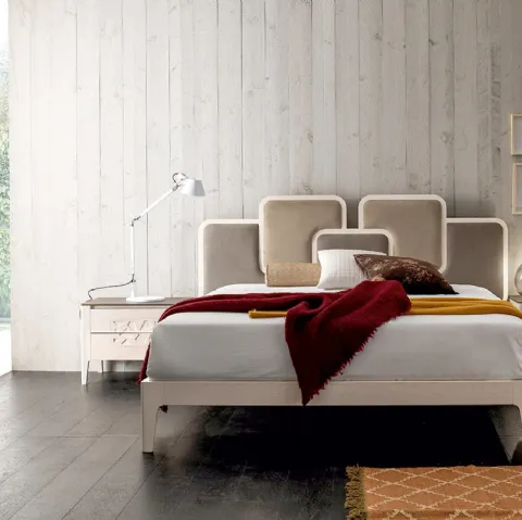 Letto di design in legno con testiera imbottita Nuvola di Modo 10