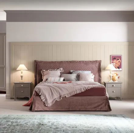 Letto in tessuto con testiera Romantic Romanza di Callesella