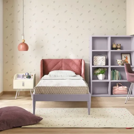 Letto singolo Nuk con testiera rivestita in tessuto di Nidi
