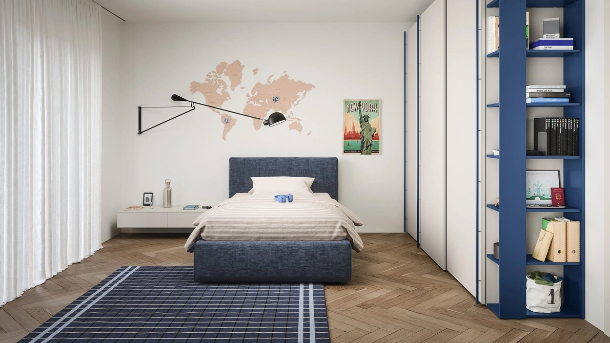 Letto singolo Swell con contenitore di Nidi