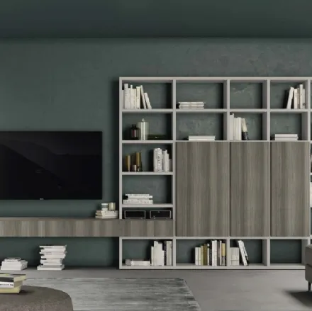 Libreria a muro Vitalyty Luce Bianca e Grigia in melaminico di Colombini Casa