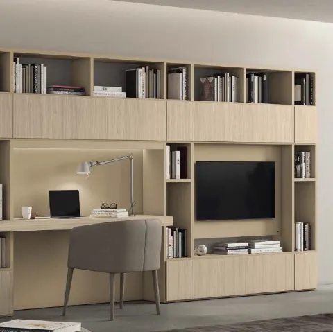 Libreria Vitalyty Luce a parete in melaminico finitura Legno Chiaro di Colombini Casa