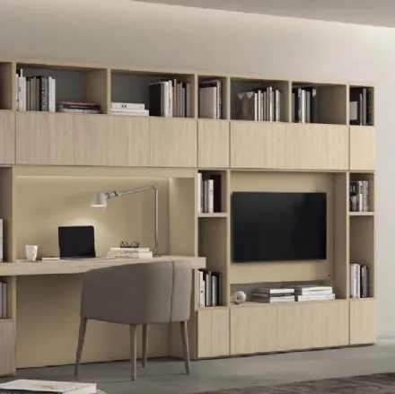 Libreria Vitalyty Luce a parete in melaminico finitura Legno Chiaro di Colombini Casa