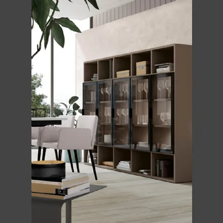 Libreria in melaminico con ante in vetro Golf Infinity L08 di Colombini Casa