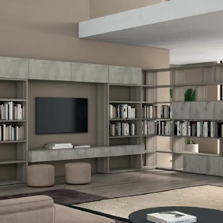 Libreria a muro e divisoria Vitalyty Luce Grigia in melaminico di Colombini Casa