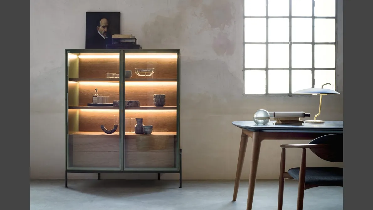 Madia Alta Belt 01 in vetro e legno di Novamobili