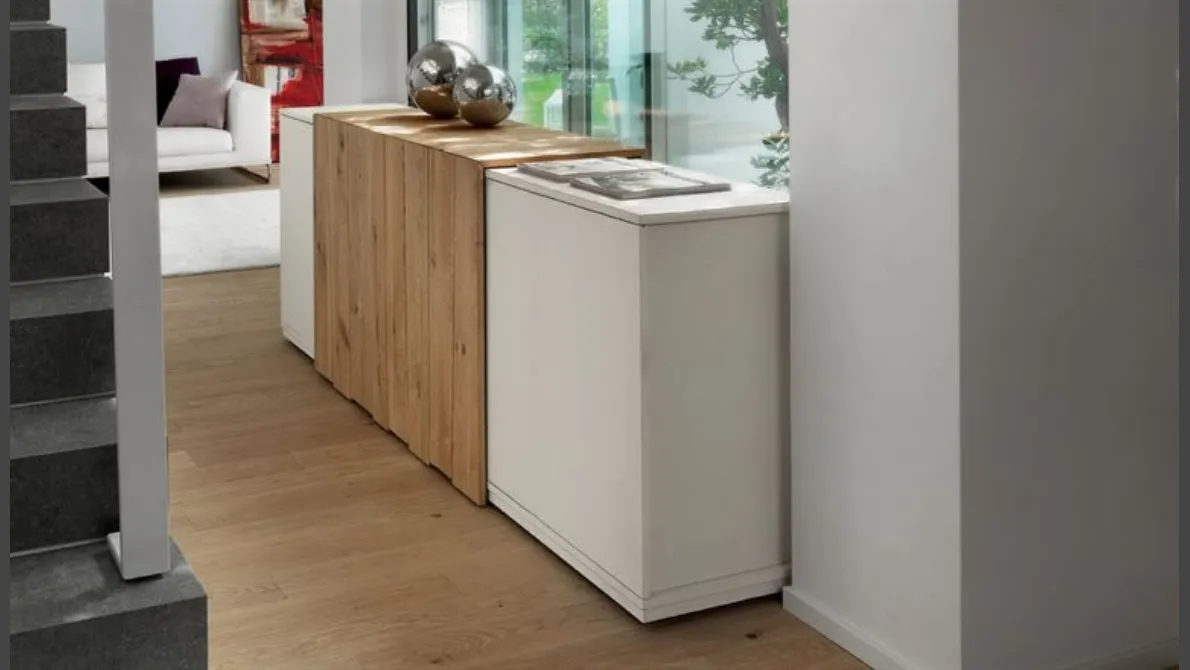 Madia in rovere naturale impiallacciato e massello Crisalide 8051 di Conarte