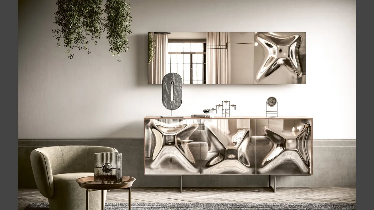 Madia di design con ante in vetro Kristal di 2B Italia