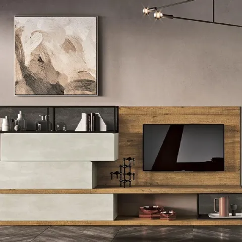 Parete Attrezzata 36Home 7009 finitura effetto legno di 2B Italia