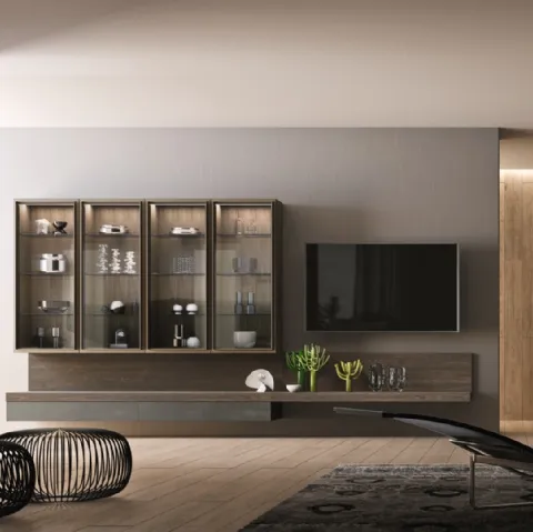 Parete Attrezzata sospesa in melaminico con vetrine Club36 Elite 5006 di 2B Italia