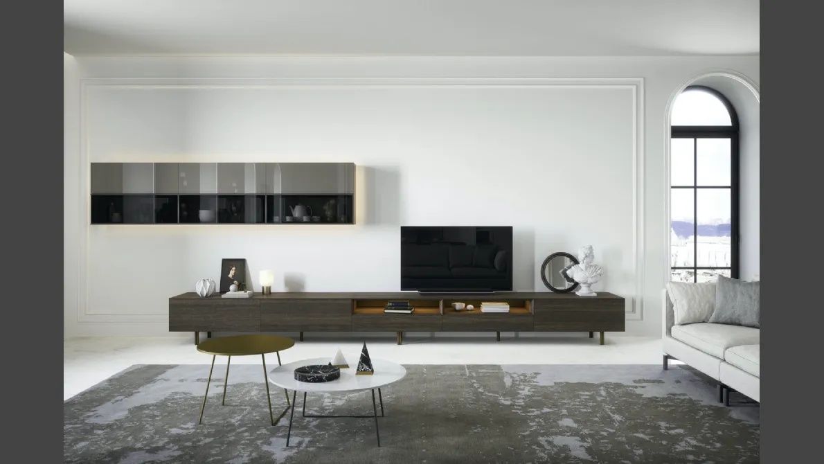 Parete Attrezzata Box 18 Rovere Terra e vetro di Novamobili