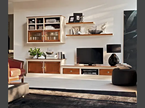 Parete Attrezzata I Ciliegi in legno bicolore composizione 04 di Le Fablier