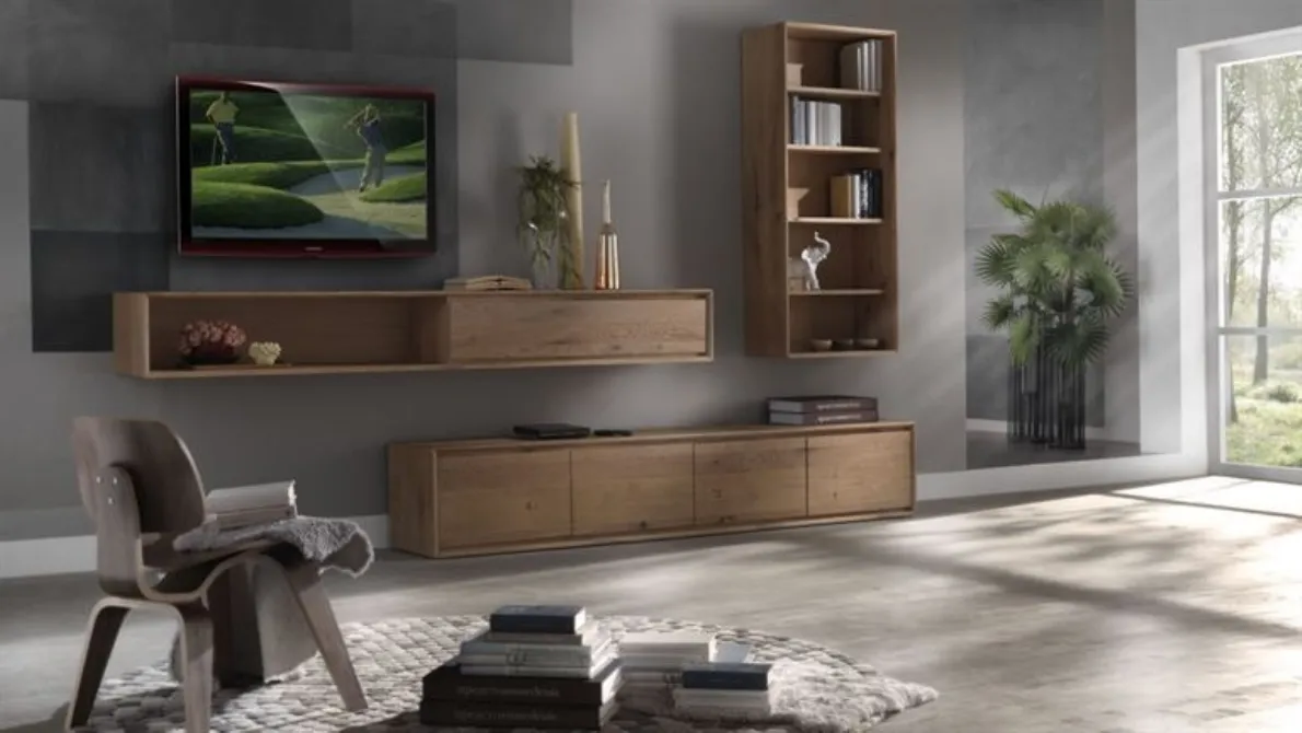 Parete Attrezzata in legno di rovere Wild 4989 di Conarte