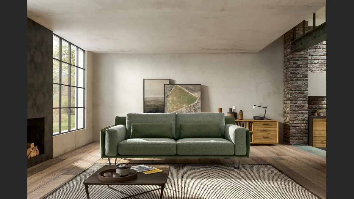 Divano lineare in tessuto Living Chic di Samoa