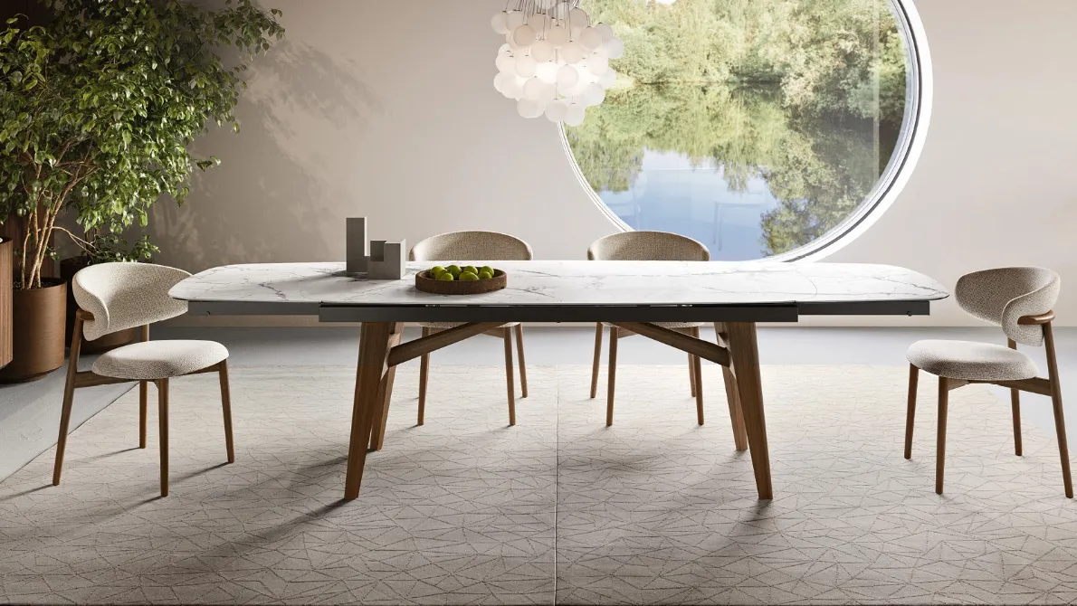 Tavolo allungabile in ceramica con struttura in legno Abrey di Calligaris