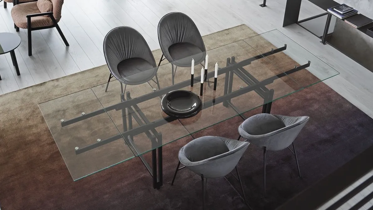 Tavolo allungabile con piano in vetro e struttura in metallo Berlin di Calligaris