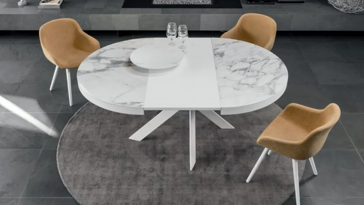 Tavolo rotondo con allunga in laccato opaco Tivoli di Calligaris