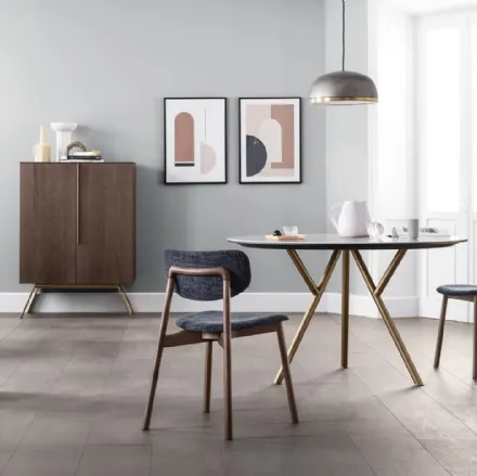 Tavolo rotondo Sunny con top in marmo Bianco di Carrara e gambe in metallo di Novamobili