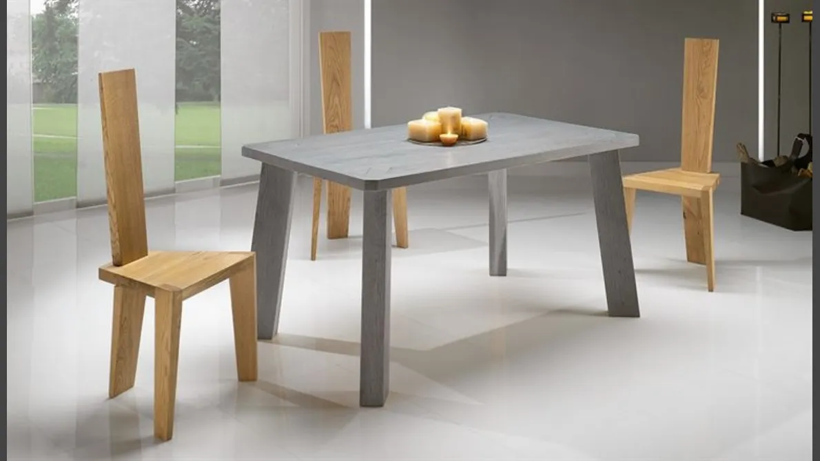 Tavolo in legno massello laccato grigio Vivido 4258 di Conarte