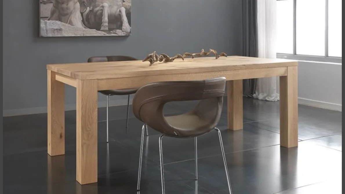 Tavolo allungabile in legno di Rovere massello Vivido 4292 di Conarte