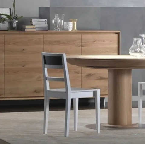 Tavolo rotondo allungabile in legno di Rovere massello 4298F di Conarte