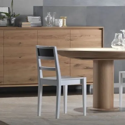 Tavolo rotondo allungabile in legno di Rovere massello 4298F di Conarte