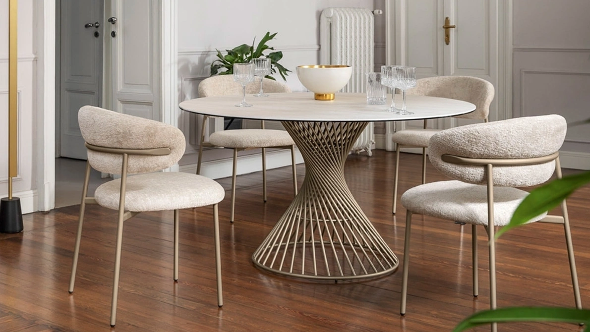 Tavolo rotondo in ceramica Vortex di Calligaris