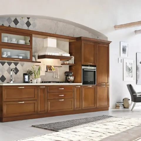 Cucina Classica lineare in legno I Ciliegi composizione 01 di Le Fablier