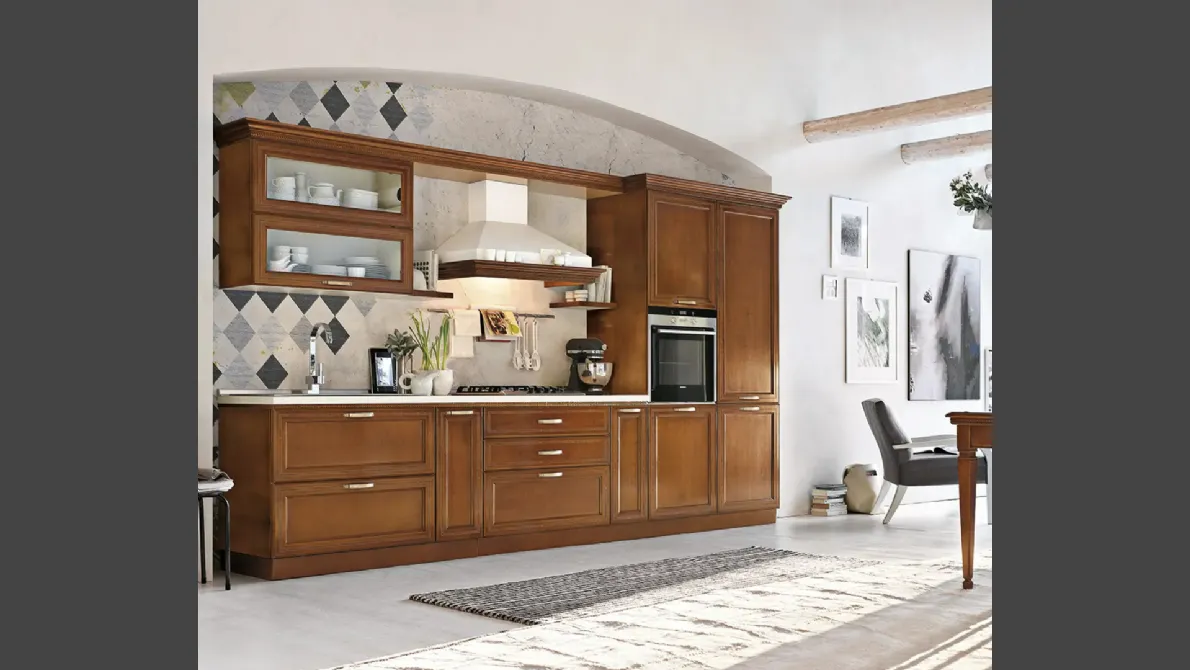 Cucina Classica lineare in legno I Ciliegi composizione 01 di Le Fablier