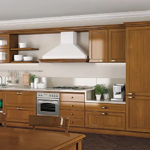 Cucina Classica lineare in legno I Ciliegi composizione 03 di Le Fablier